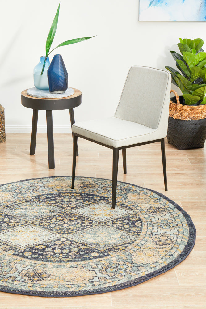 Cantera Midnight Multicolor Round Rug