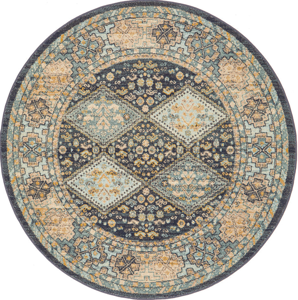 Cantera Midnight Multicolor Round Rug