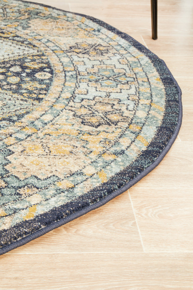 Cantera Midnight Multicolor Round Rug