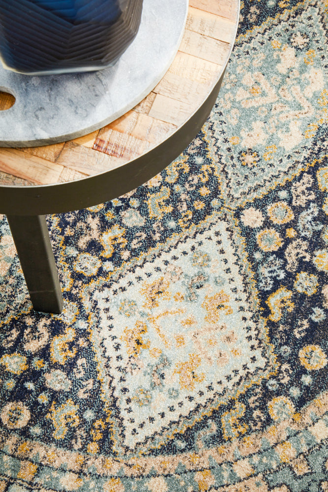 Cantera Midnight Multicolor Round Rug