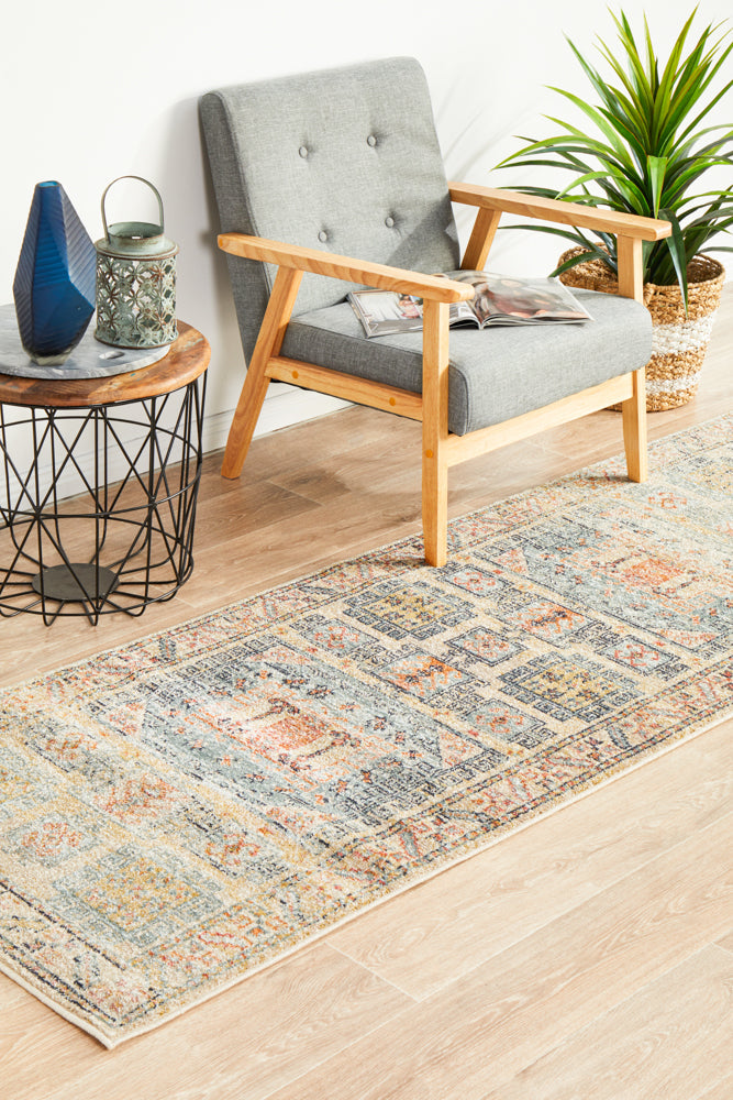 Cantera Sky Blue Multicolor Runner Rug