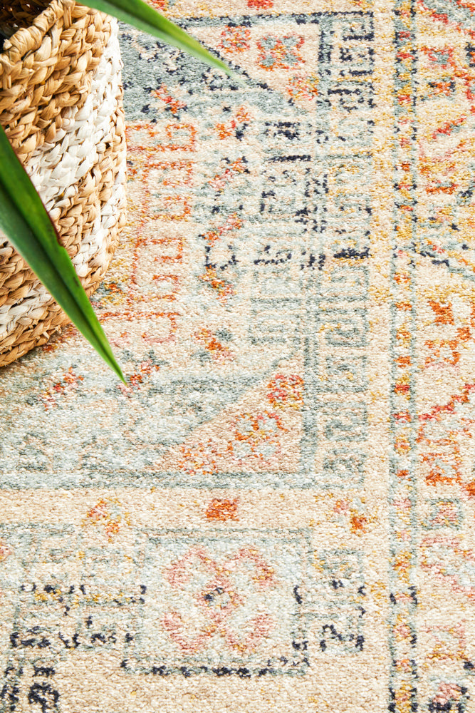 Cantera Sky Blue Multicolor Runner Rug