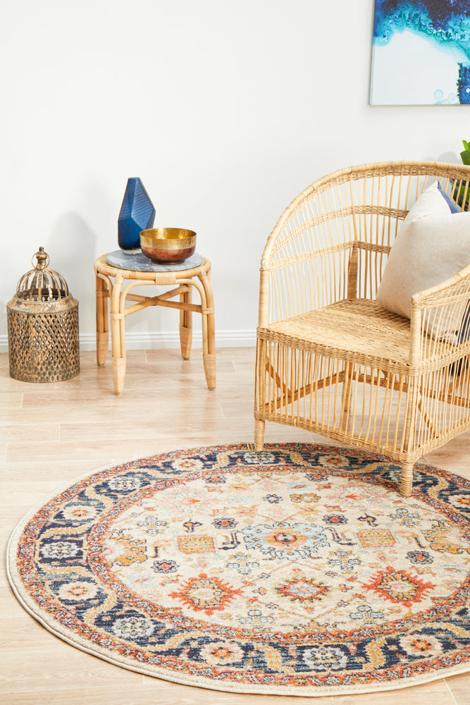 Cantera Wheat Multicolor Round Rug