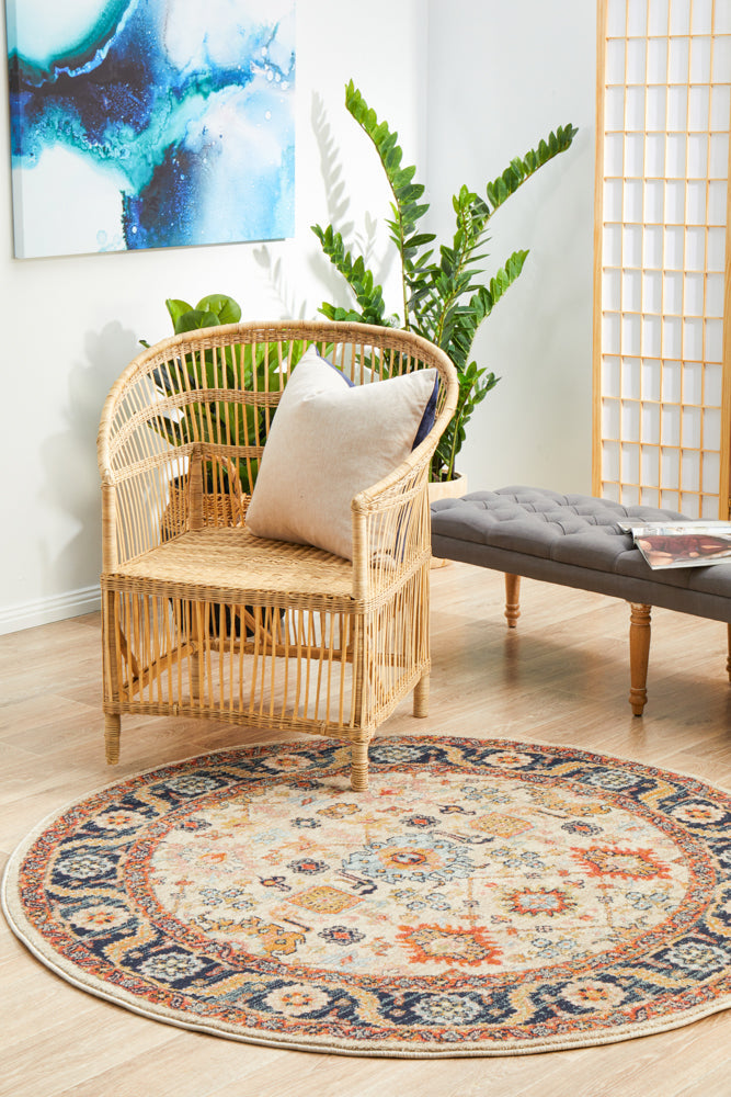 Cantera Wheat Multicolor Round Rug