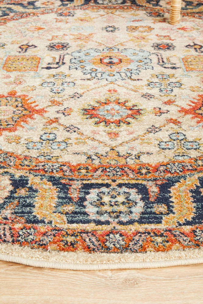 Cantera Wheat Multicolor Round Rug