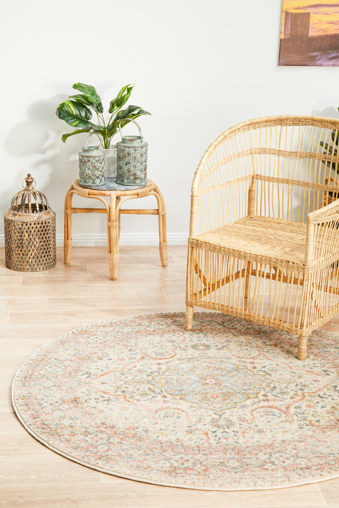 Cantera Straw Multicolor Round Rug