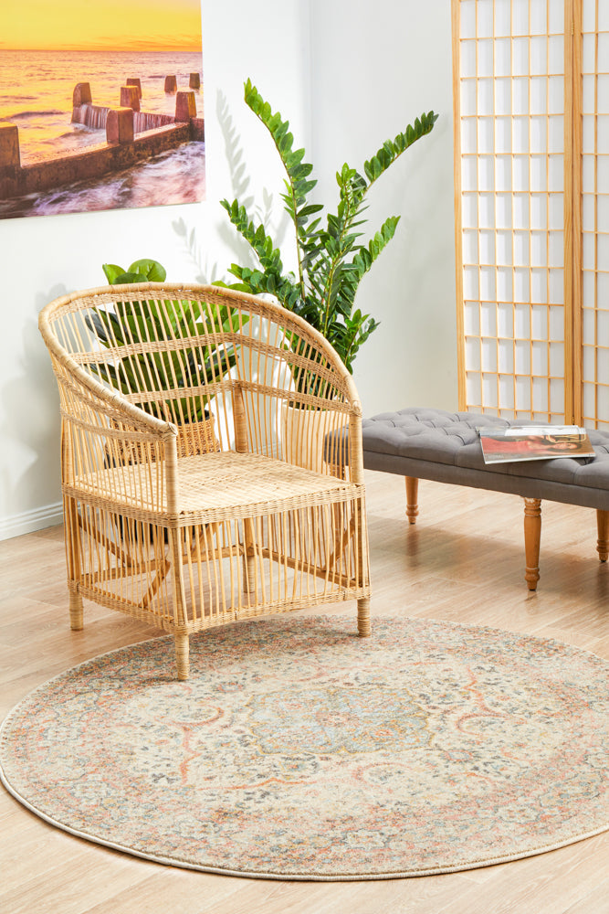Cantera Straw Multicolor Round Rug