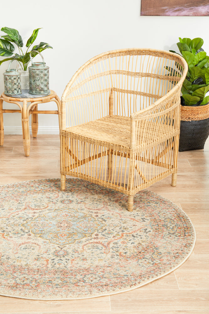 Cantera Straw Multicolor Round Rug