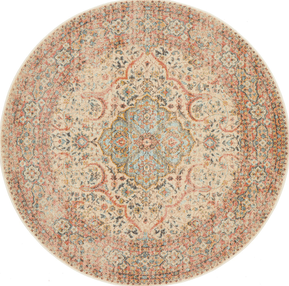 Cantera Straw Multicolor Round Rug