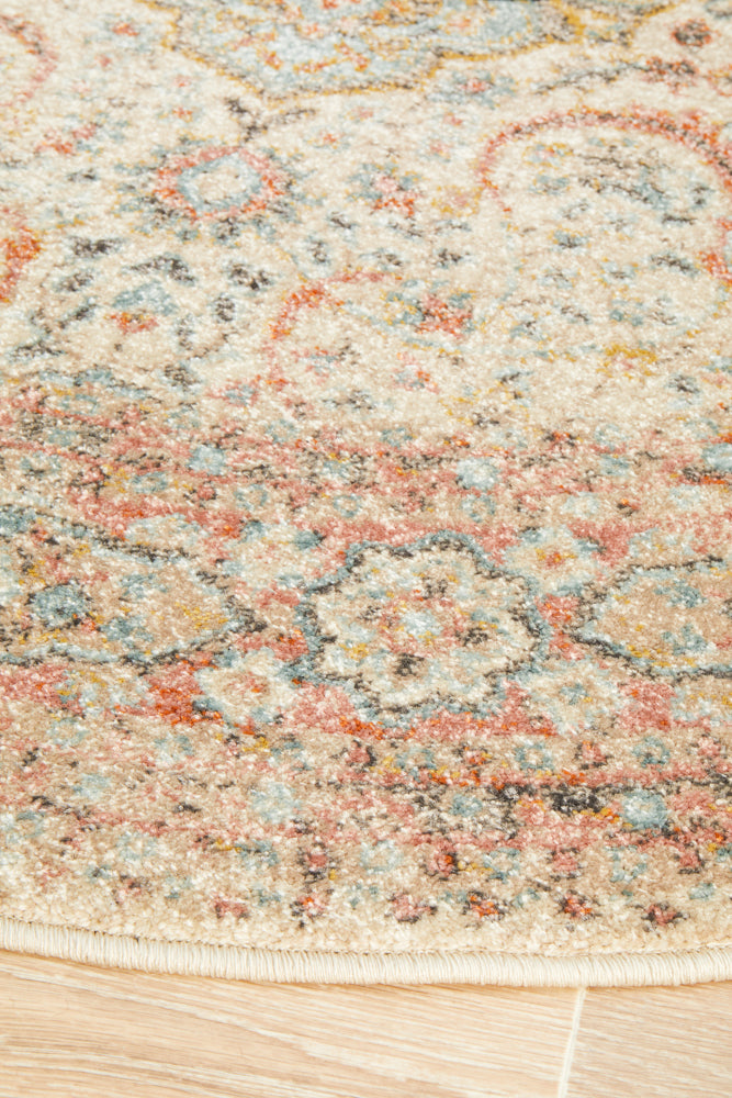 Cantera Straw Multicolor Round Rug