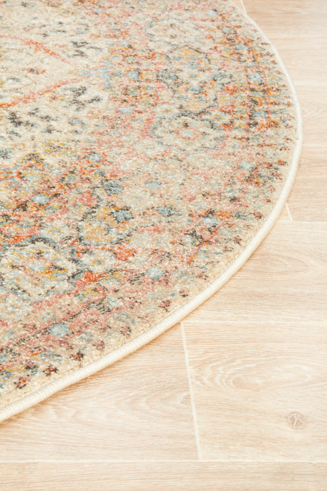 Cantera Straw Multicolor Round Rug