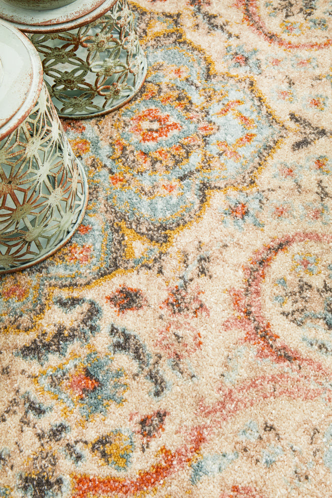 Cantera Straw Multicolor Round Rug