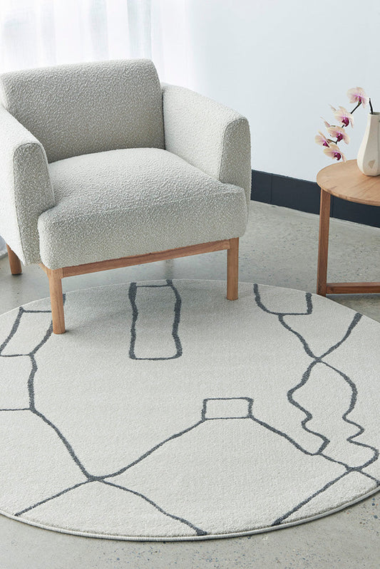 Lucera Dove Silver and Grey Round Rug