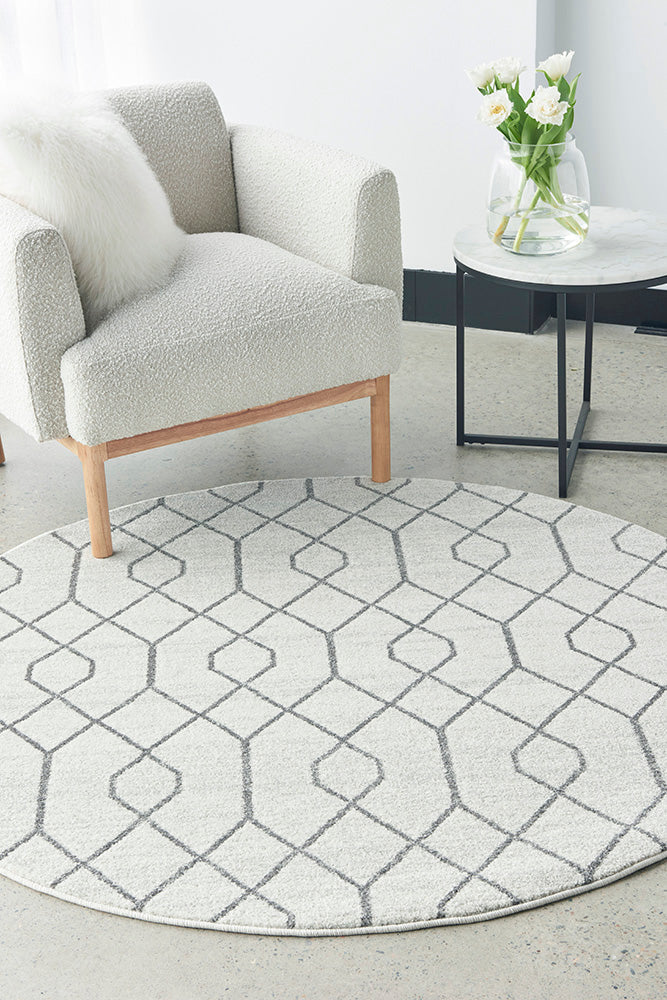 Lucera Flax Silver Round Rug