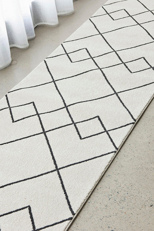 Lucera Hessian Ivory Runner Rug