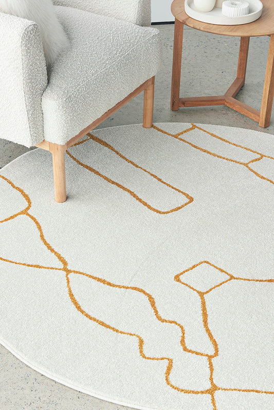 Lucera Honey and Beige Round Rug