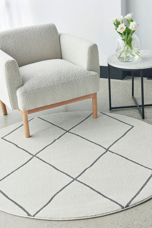 Lucera Ivory and Grey Round Rug