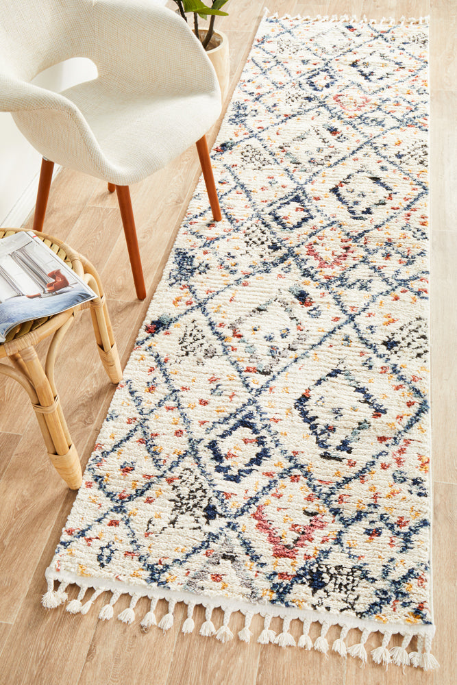 Cassien White Multicolor Runner Rug