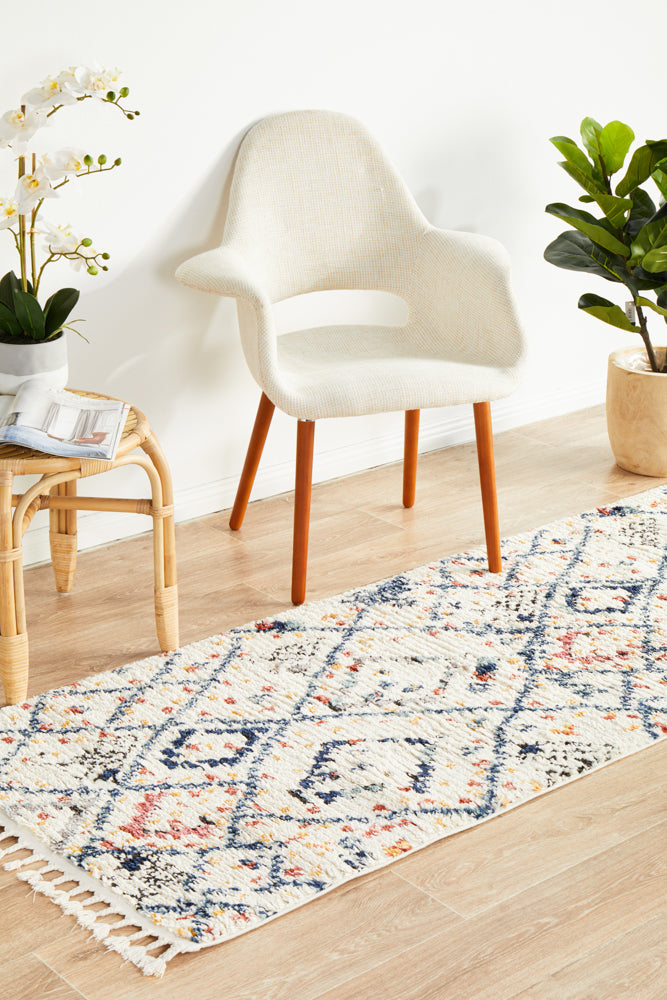 Cassien White Multicolor Runner Rug
