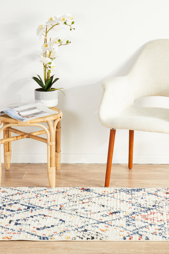 Cassien White Multicolor Runner Rug