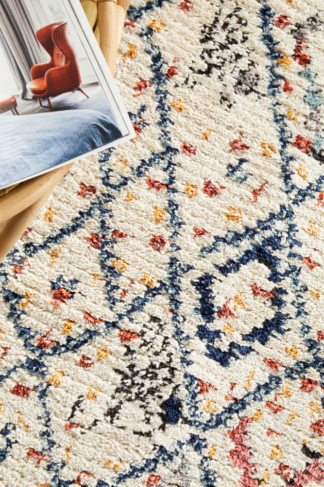 Cassien White Multicolor Runner Rug