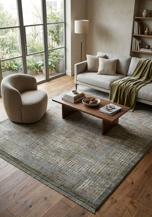 Oria Grid Rust Rug