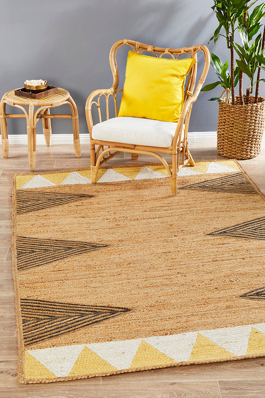 Riscala Yellow and Brown Jute Rug