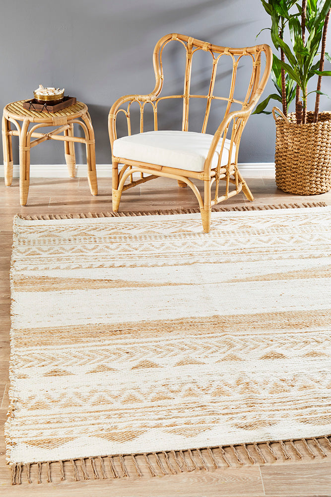 Riscala White and Beige Jute Rug