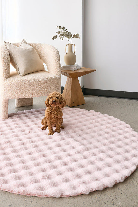 Perlana Blush Pink Washable Round Rug