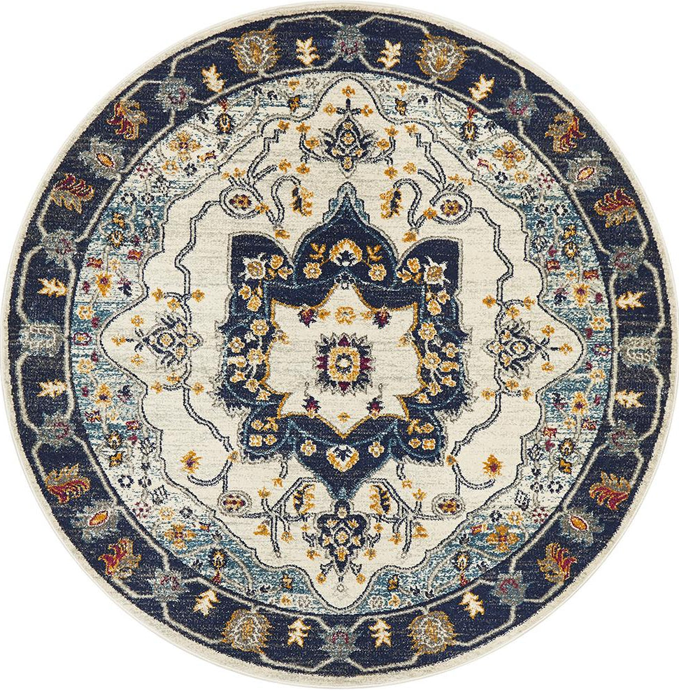 Ravella 201 Blue Polypropylene Round Rug