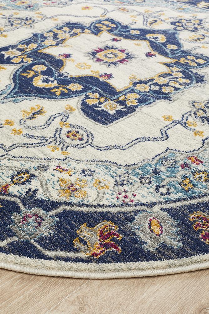 Ravella 201 Blue Polypropylene Round Rug