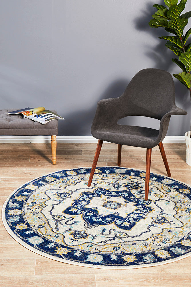 Ravella 201 Navy Polypropylene Round Rug