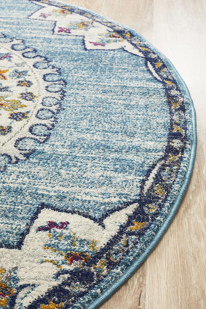 Ravella 202 Blue Polypropylene Round Rug
