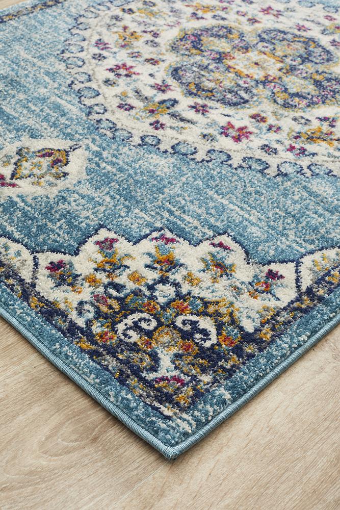 Ravella 202 Blue Polypropylene Runner Rug