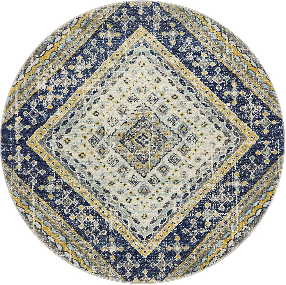 Ravella 203 Navy Polypropylene Round Rug