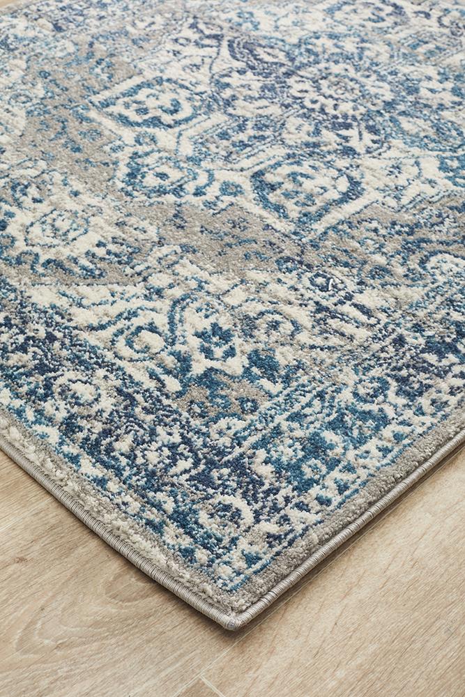 Ravella 207 Blue Polypropylene Runner Rug