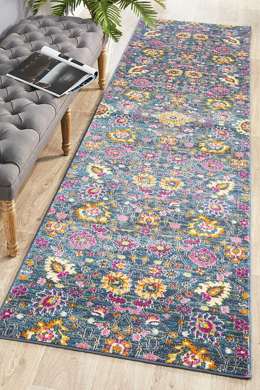 Ravella Blue Polypropylene Runner Rug
