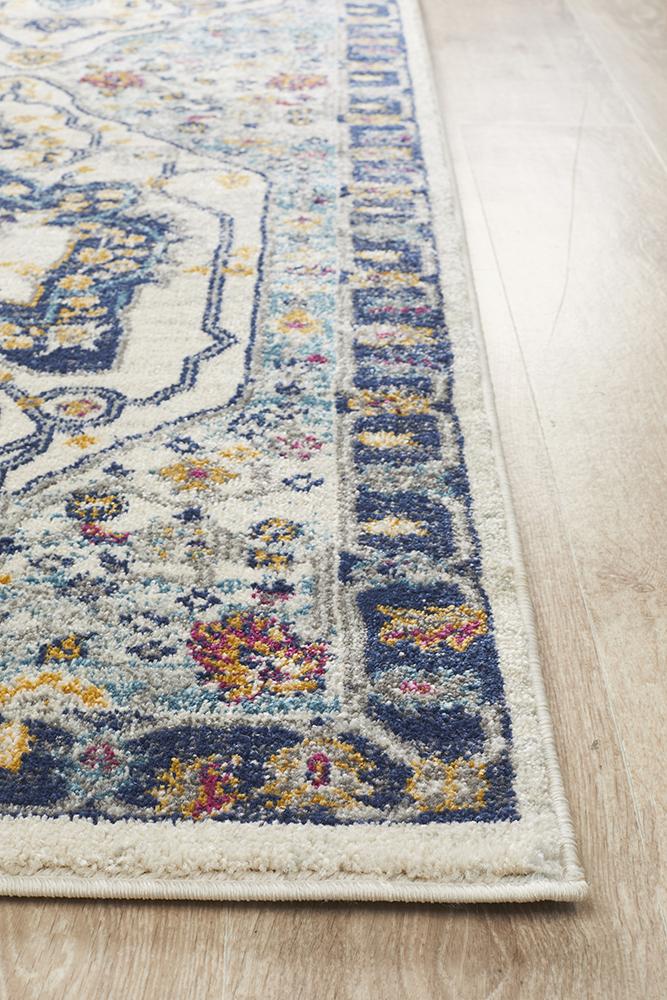 Ravella Blue and Beige Runner Rug
