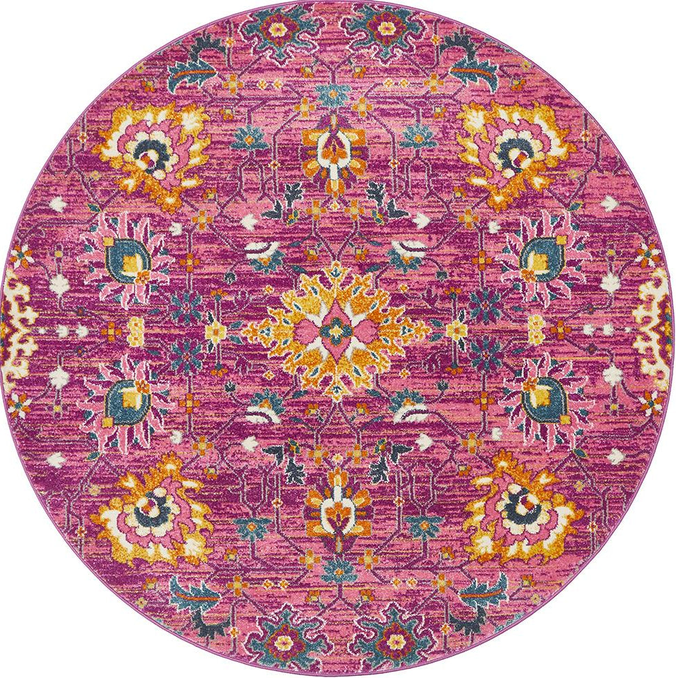 Ravella Fuchsia Purple Polypropylene Round Rug
