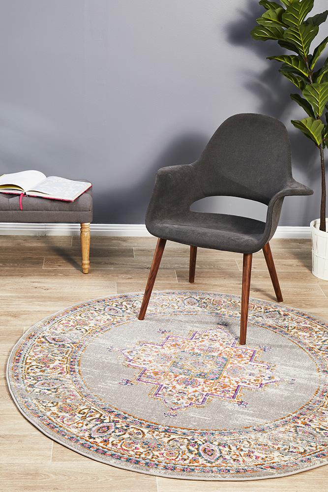 Ravella Multi Grey Round Rug