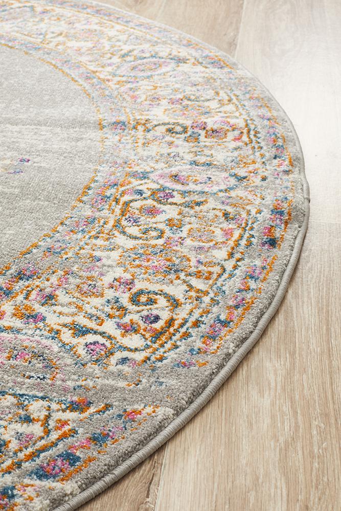 Ravella Multi Grey Round Rug