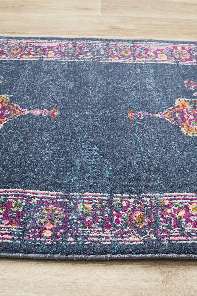 Ravella Navy Polypropylene Runner Rug
