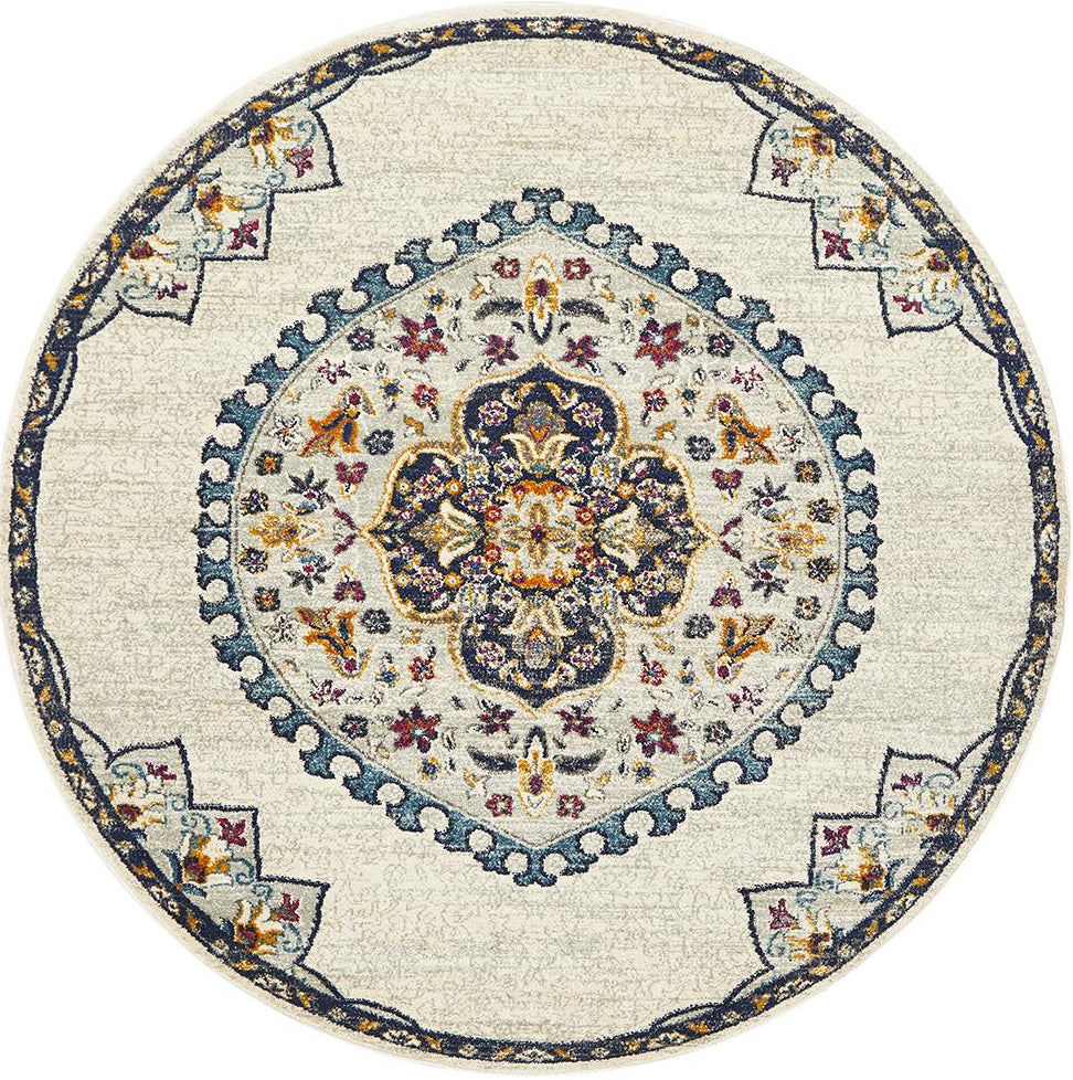 Ravella White Polypropylene Round Rug