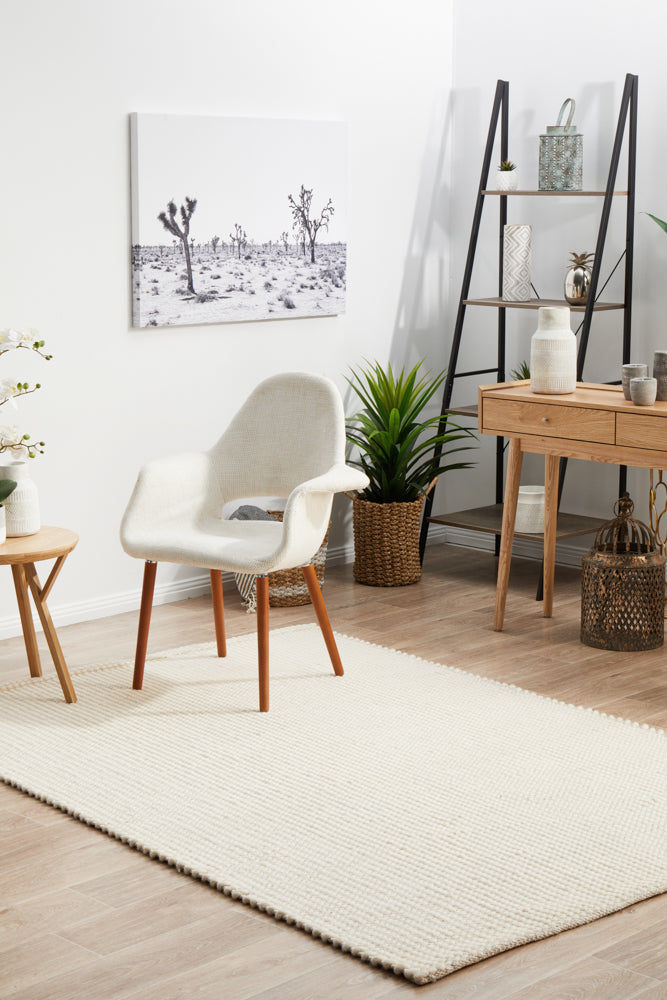 Halden White Wool Rug