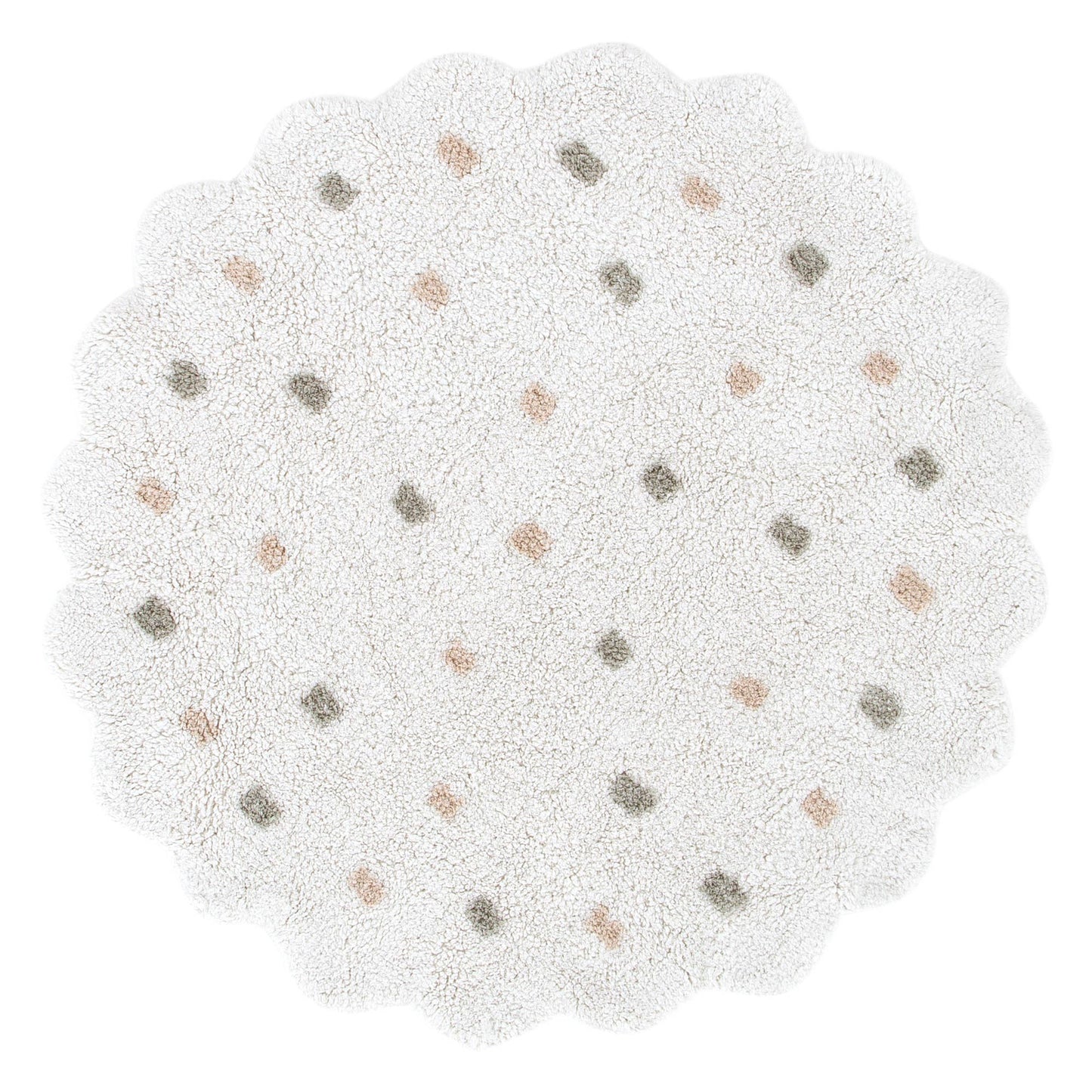 Dream White Round Kids Rug — cotton kids rug, soft, durable, playroom-safe, Haus & Harbour