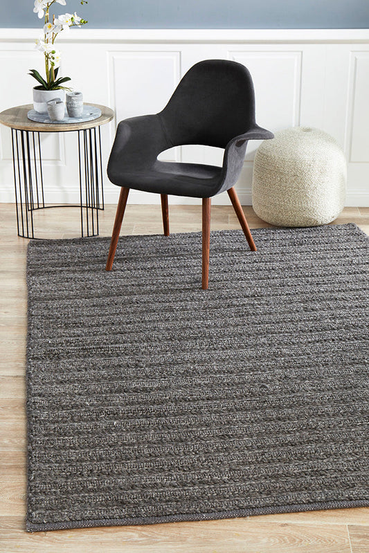 Sorrel Charcoal Black Wool Rug