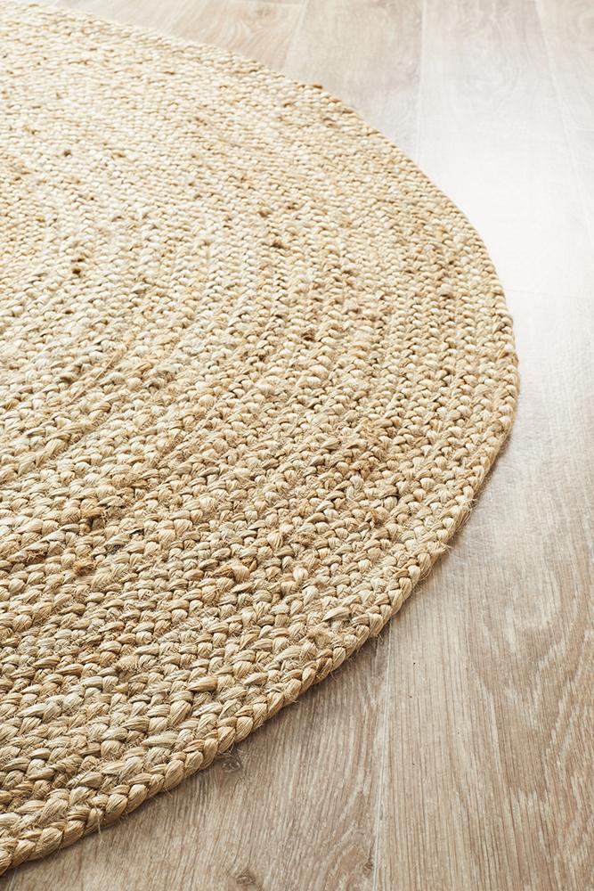 Tessura 2 Natural Beige Jute & Cotton Round Rug