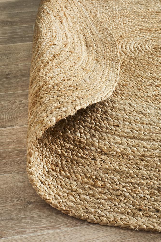 Tessura 2 Natural Beige Jute & Cotton Round Rug