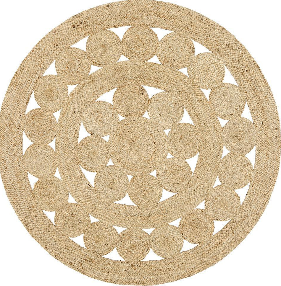 Tessura Alpha Natural Beige Jute & Cotton Round Rug
