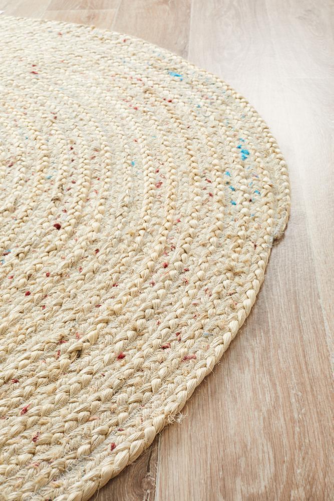 Tessura Beige Jute & Cotton Round Rug